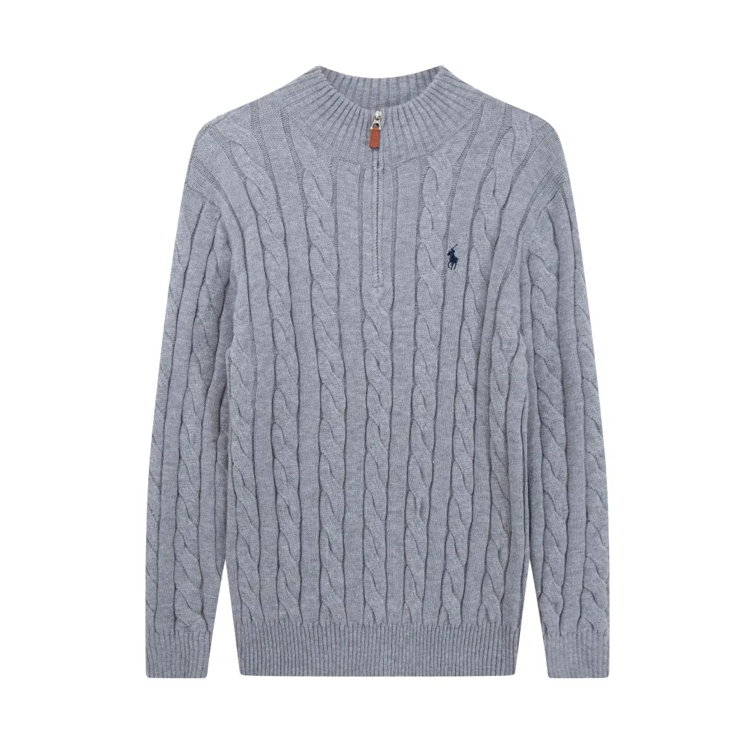 P230 RALPH LAUREN Ralph Lauren seven-color classic small label embroidered stand-collar long-sleeved half-zip knitted sweater tops for men and women seven colors Color: black white gray royal blue pink sky blue khaki code number: S M L XL material: cotton